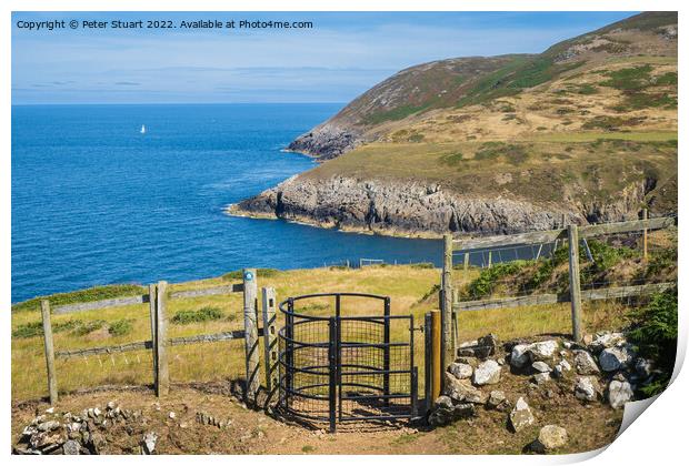 Walking on the Welsh Coast Path around Aberdaron on the Llyn Pen Print by Peter Stuart