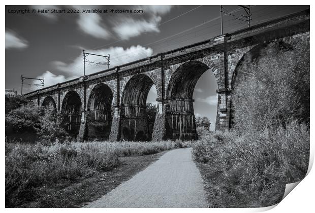 The Sankey Viaduct is a railway viaduct in North West England. Print by Peter Stuart
