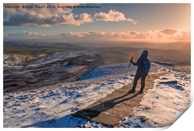 Winter on Pen-Y-Ghent Print by Peter Stuart