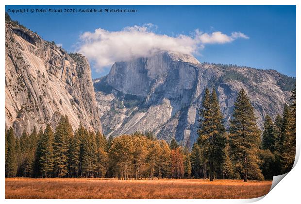 Half Dome is a granite dome at the eastern end of Yosemite Valley Print by Peter Stuart