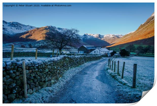 Winter in the Langdale Valley Print by Peter Stuart