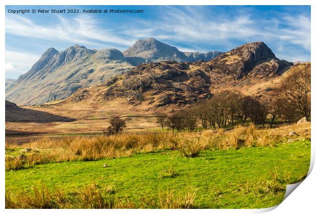 The Langdale Pikes Print by Peter Stuart