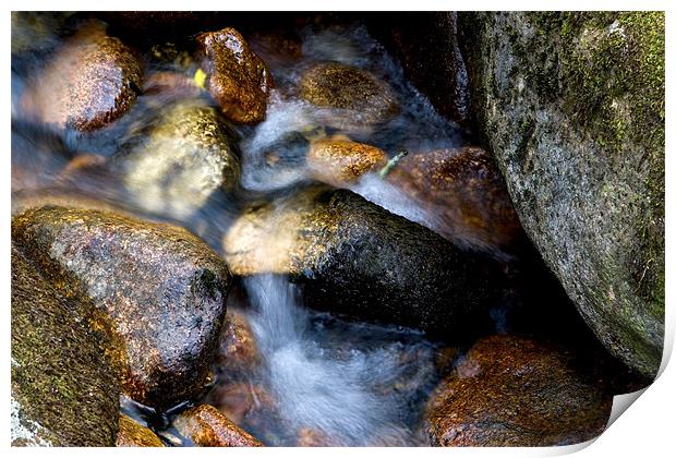 Soft water through rocks Print by Sharon Kingston
