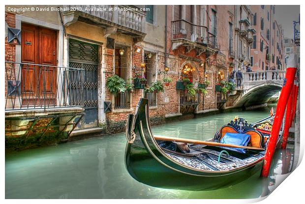 Classic Gondola, Venice Print by David Birchall