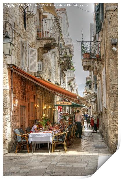 Dining In Dubrovnik Print by David Birchall
