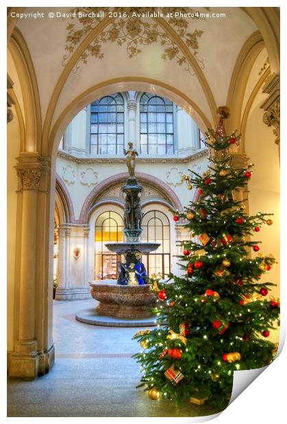 Christmas Tree in Ferstel Passage, Vienna Print by David Birchall