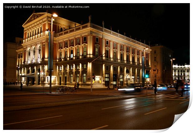 Vienna Opera House at night. Print by David Birchall