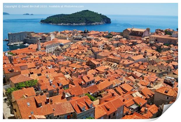 The rooftops of Dubrovnik Print by David Birchall