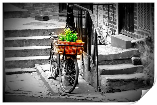 Old Bicycle and Basket, Durham Print by Helen Holmes