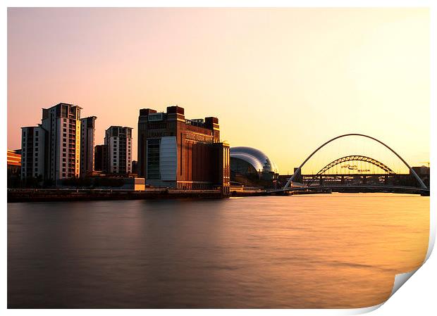  Golden Glow over the Tyne Print by Helen Holmes