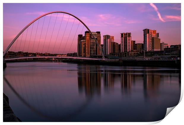  Pink Sunset on Newcastle Quayside Print by Helen Holmes