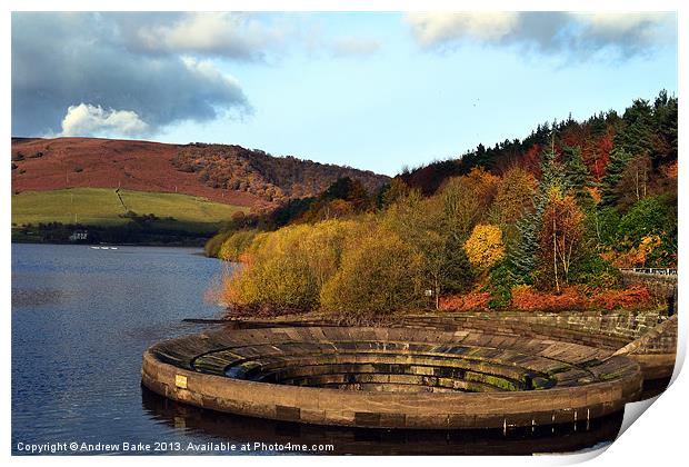 Overflow At Ladybower Reservoir Print by A B