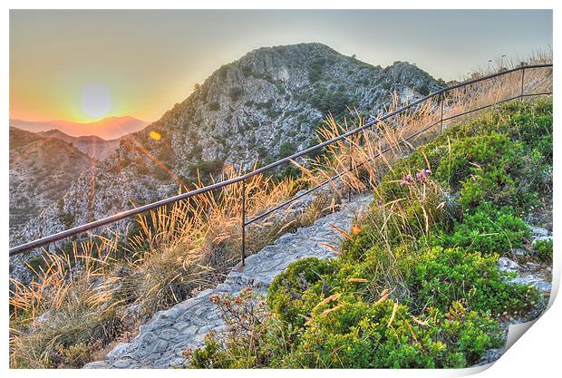 Summer sunset in the Andalusian mountains Print by Levente Baroczi