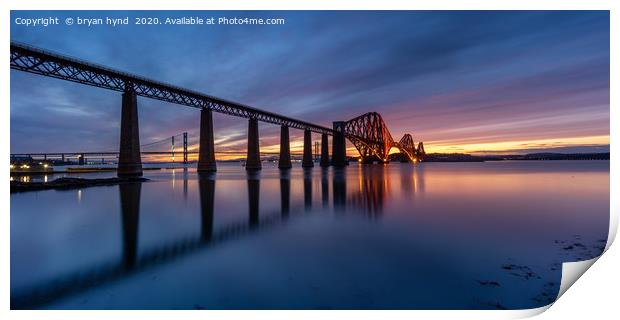 South Queensferry Sunset Panorama  Print by bryan hynd