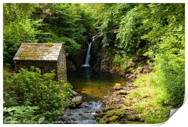 Rydal waterfall and Summer House Print by Steve Jackson