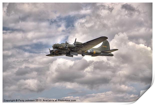 B17 Flying Fortress Sally B Print by Perry Johnson