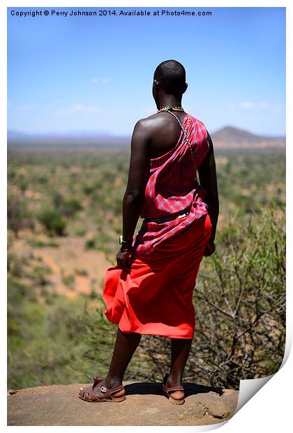 Maasai Warrior  Print by Perry Johnson