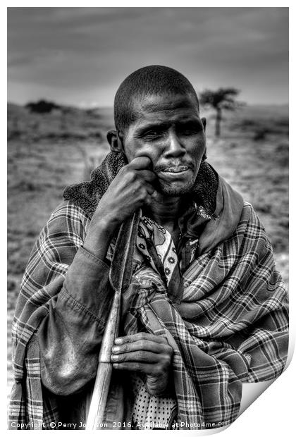 Maasai Farmer Print by Perry Johnson
