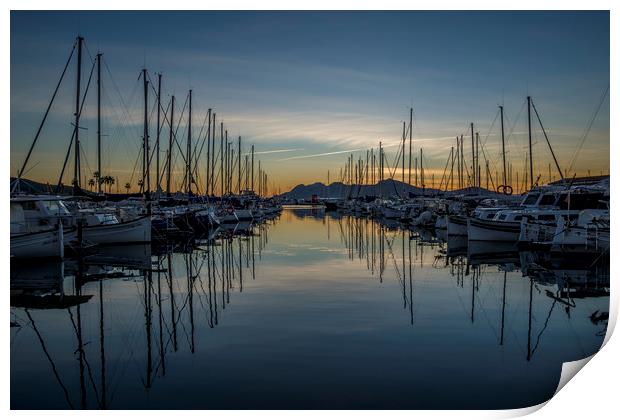 Reflections in Puerto Pollensa Print by Perry Johnson