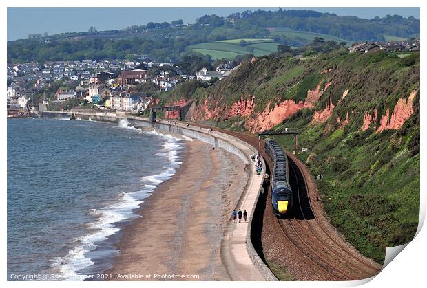 GWR train leaving Dawlish in South Devon  Print by Rosie Spooner