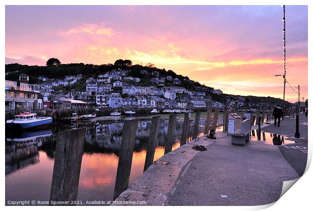 Sunset on The River Looe in Cornwall Print by Rosie Spooner