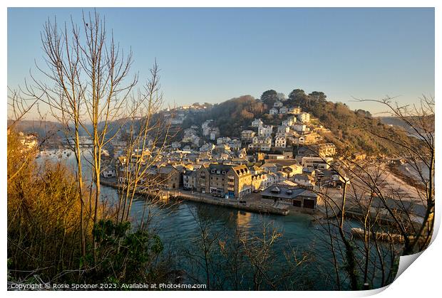 The River and East Looe just after sunrise  Print by Rosie Spooner