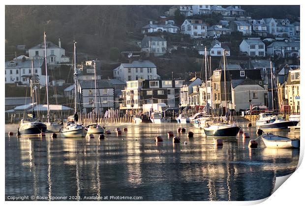 Early morning reflections on The River Looe just after sunrise Print by Rosie Spooner