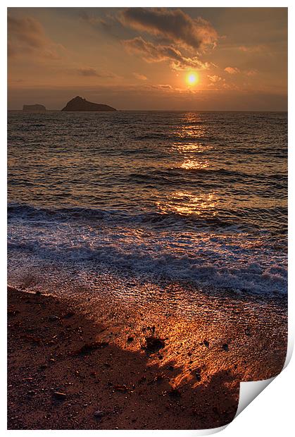 Sunrise at Meadfoot Beach Torquay Print by Rosie Spooner
