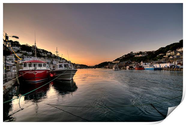  The sun goes down on the Looe River Print by Rosie Spooner