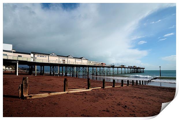  Clouds gather over Teignmouth Pier Print by Rosie Spooner