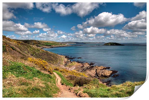  The South West Coast Path approaching Looe  Print by Rosie Spooner