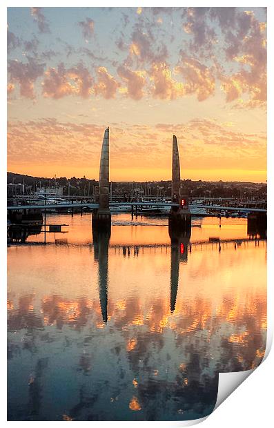  Sunset over Torquay Bridge Print by Rosie Spooner
