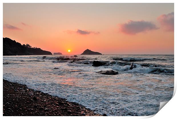  Sunrise at Meadfoot Beach Torquay Print by Rosie Spooner