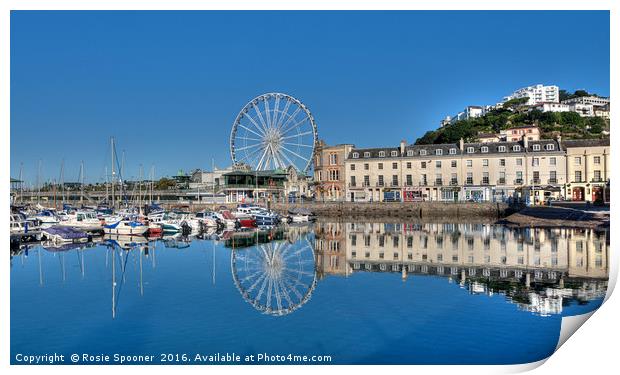 Perfect Blue sky reflections at Torquay Harbour  Print by Rosie Spooner