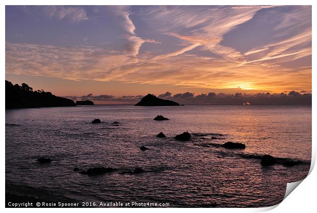 Sunrise Meadfoot Beach Torquay Print by Rosie Spooner