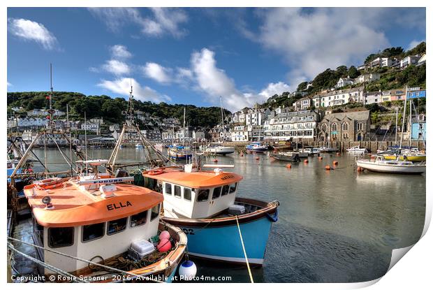 Fishing boats moored on The River Looe  Print by Rosie Spooner