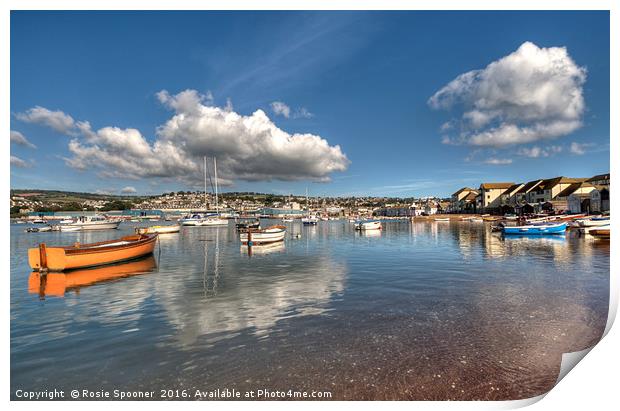 Cloud Reflections on Teignmouth Back Beach Print by Rosie Spooner