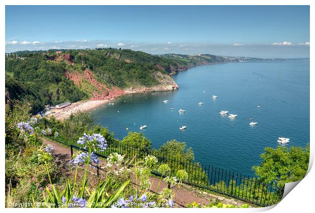 Busy day in Babbacombe Bay and Oddicombe  Beach  Print by Rosie Spooner