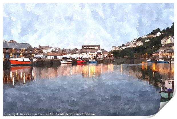 Early evening reflections at Looe in  Cornwall Print by Rosie Spooner