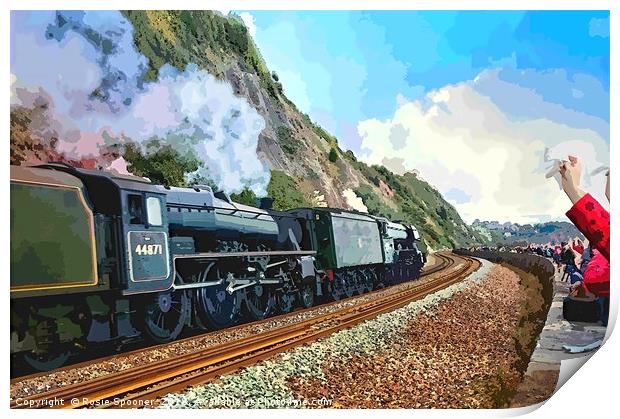 Waving to the Flying Scotsman Steam Train  Print by Rosie Spooner