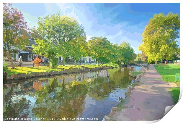 Colourful reflections at Dawlish Brook in Devon Print by Rosie Spooner