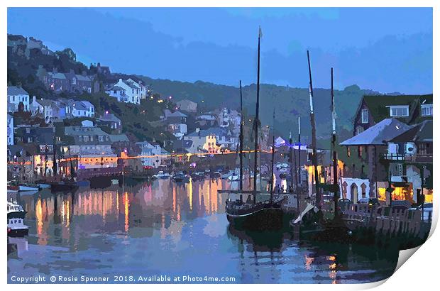 Luggers at Looe in Cornwall at early evening  Print by Rosie Spooner