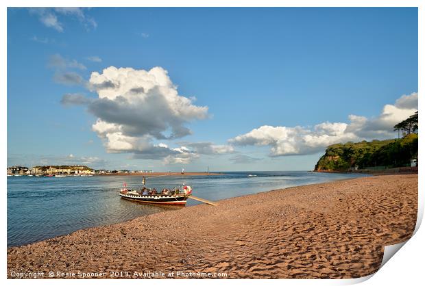 The Ferry approaching Shaldon Beach Print by Rosie Spooner