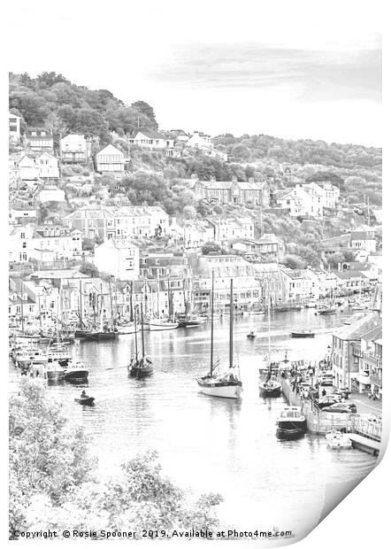 Luggers in Looe in Black and White  Print by Rosie Spooner