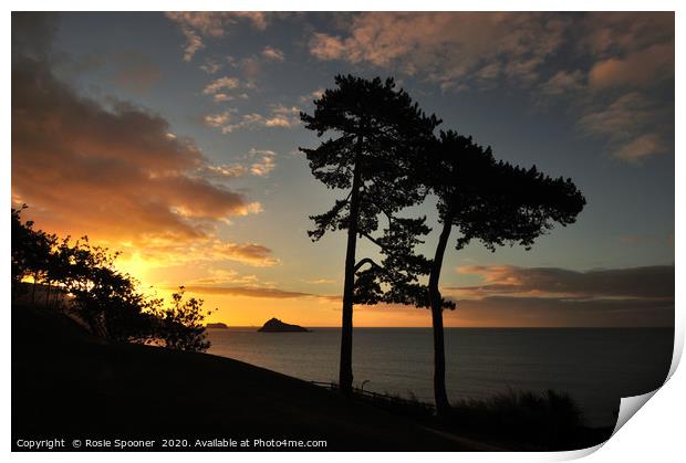 Meadfoot Beach Sunrise in Torquay Devon Print by Rosie Spooner