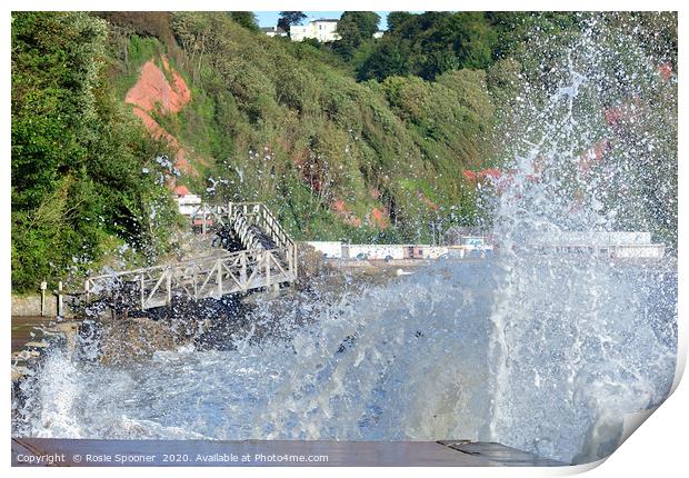 Rough Sea at Babbacombe in Torquay Print by Rosie Spooner