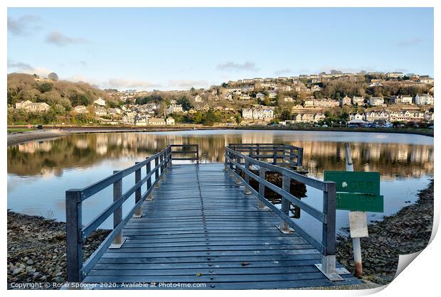 Reflections at the Mill Pool in Looe Cornwall  Print by Rosie Spooner