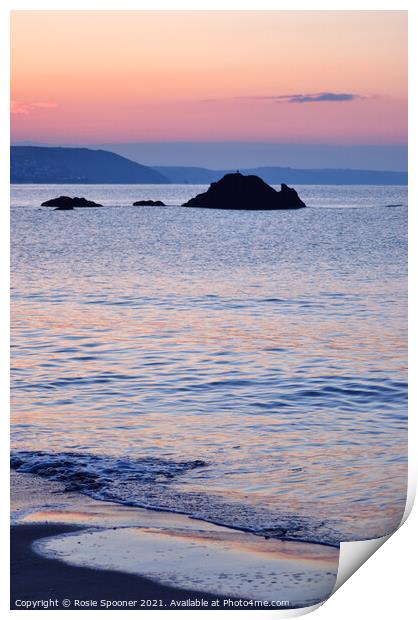 Sunrise on Looe Beach  Print by Rosie Spooner