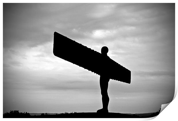 Angel of the North BW Silhouette Print by Chris Chambers