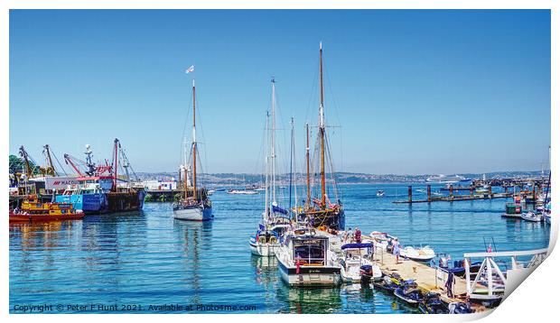 Brixham Sailing Trawler Coming In Print by Peter F Hunt